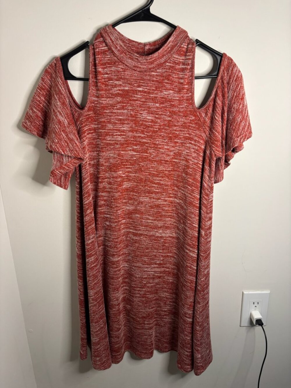 Orange Knit Aakaa Cold Shoulder Dress - Size S
